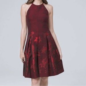 Red and black floral halter dress size 12 - White House Black Market NWT
